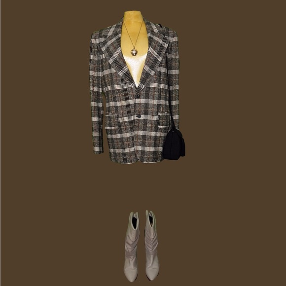 🗂️Classic Plaid Shoulder-Pad Blazer🗂️ - Picture 3 of 3